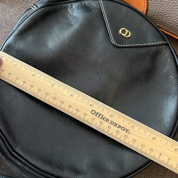 CHRISTIAN DIOR RARE VTG ROUND Leather Crossbody Black Leather - Picture 12 of 16